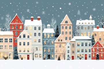 Fototapeta premium House snow town architecture.