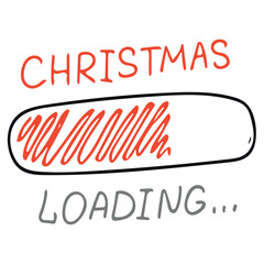 New Year's picture "Christmas is loading" 2025 New Year. Year of the snake. Merry Christmas and Happy New Year. Red and grey vector illustration on transparent background.