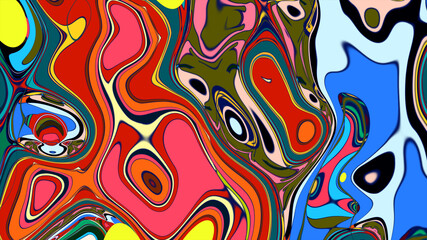 Abstract colorful fluid fractal psychedelic background for summer