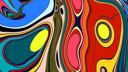 Abstract colorful fluid fractal psychedelic background for summer