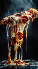 Delicious Slice of Pepperoni Pizza with Melting Cheese