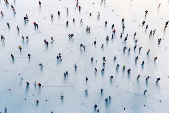 Aerial view of a crowd network transportation outdoors.