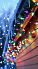 Naklejka premium Sparkling Rooftop, Christmas lights