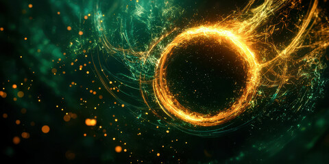 A glowing orange circle in a green background
