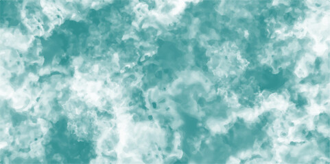 Abstract mint blue sky watercolor background. Cloudy mint sky with light blue watercolor clouds and smoke. Grungy, elegant vintage grunge background texture.