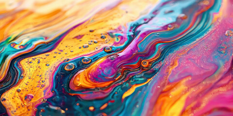 Fototapeta premium A colorful painting with a lot of swirls and drops of water