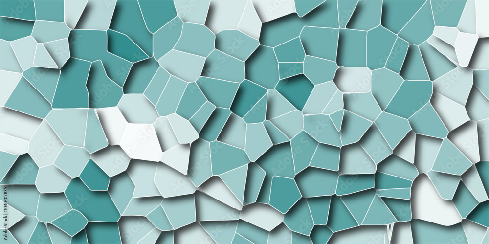 Aufkleber light mint-colored broken stained glass background with white lines. seamless pattern with 3d shapes