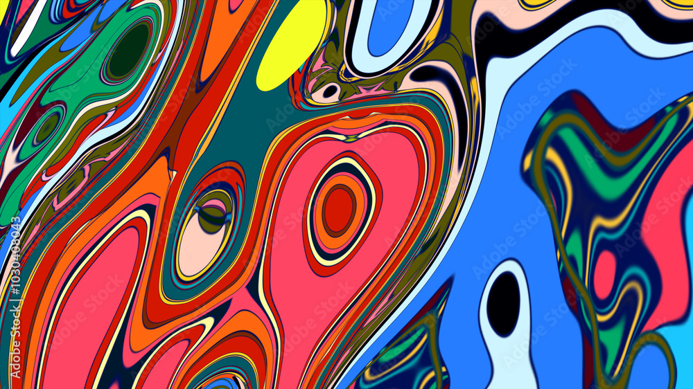 Poster abstract colorful fluid fractal psychedelic background for summer
