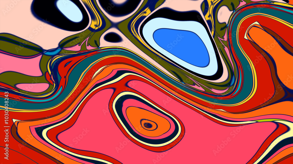 Poster abstract colorful fluid fractal psychedelic background for summer