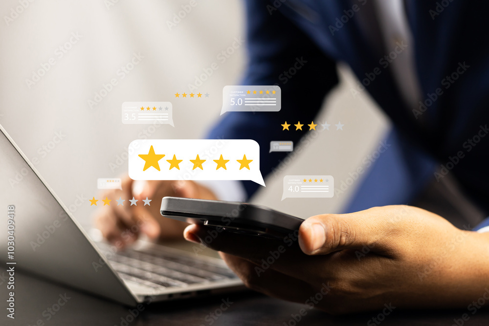 Canvas Prints online customer satisfaction survey service concept, client rate service from experience in applicat