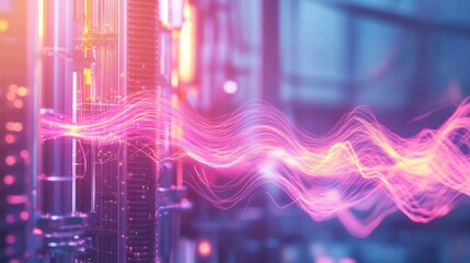 Obraz premium Abstract Energy Waves in Futuristic Technology Setting