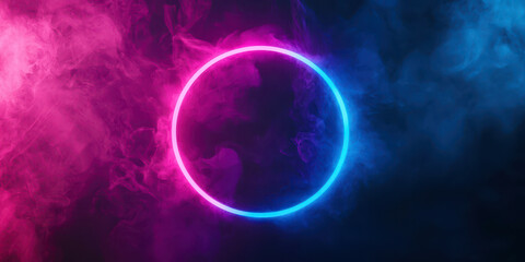 A blue and purple circle with a glowing center
