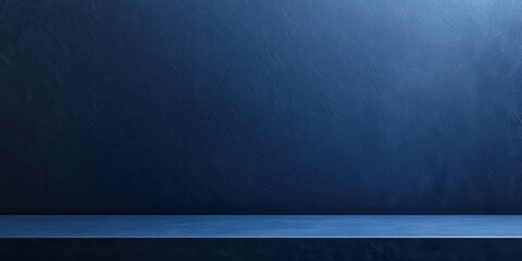 A blue wall with a blue shelf on it