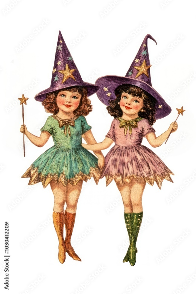 Wall mural Twins costume halloween vintage.