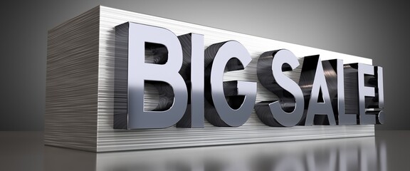 Big sale - metal typographical concept - 3D illustration