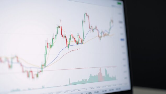 Financial data visualized as digital charts and graphs