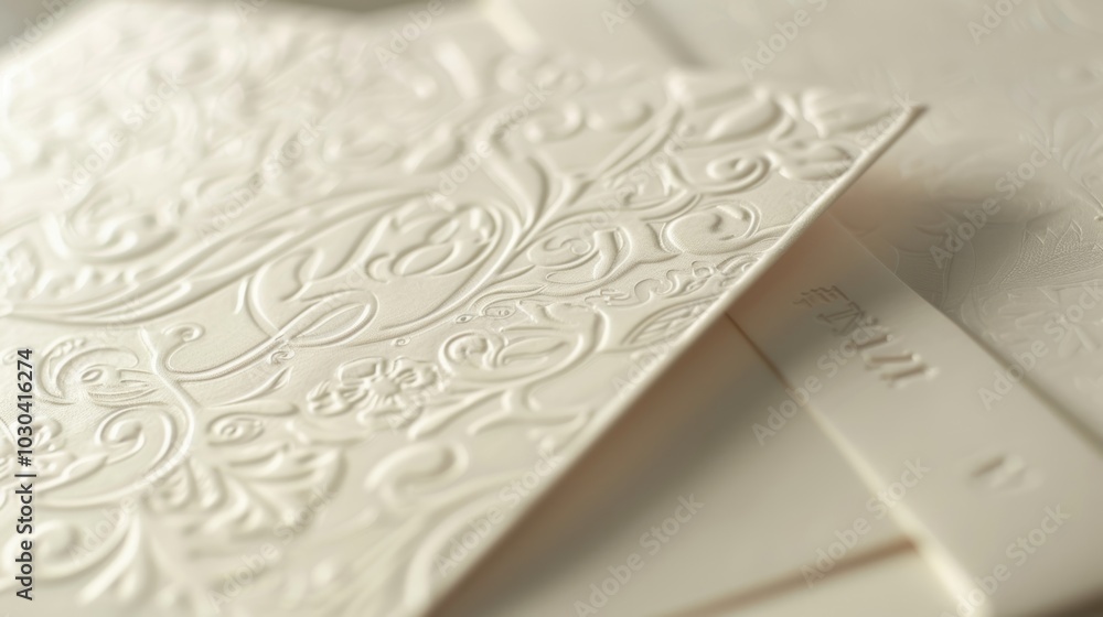 Poster an embossed envelope with a simple but beautiful monogram in the center. the monogram is raised and 