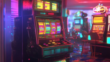 Retro glitchthemed slot machine with pixelated visuals and errors