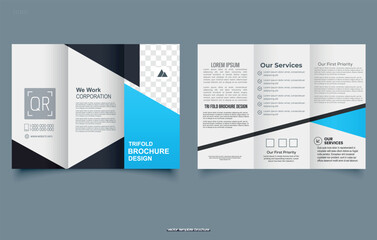 Corporate Business tri-fold brochure or Professional Company Profile Template. Ready Brochure Template.