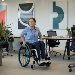 Professional in a Wheelchair Working at a Modern Office