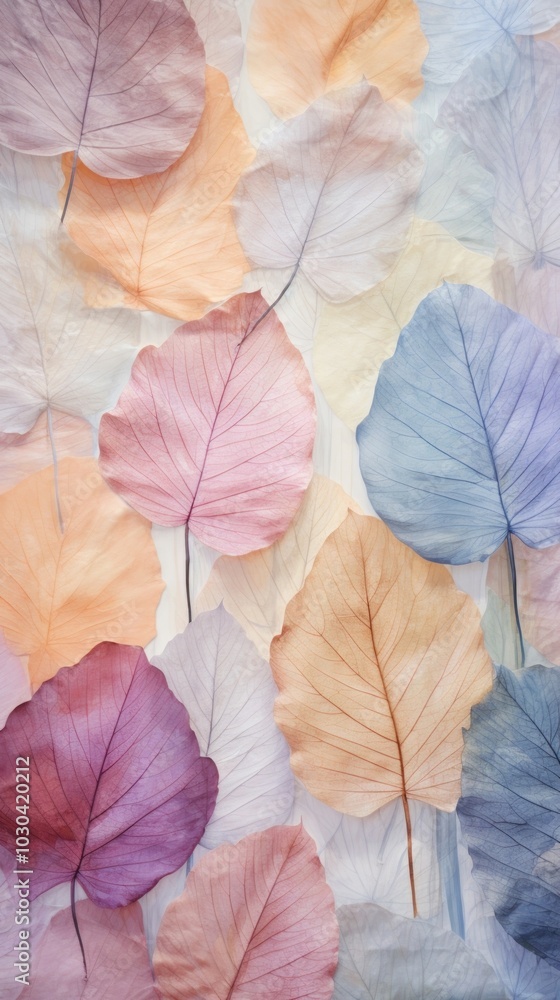 Wall mural Pastel leaf pattern with some paint on it petal plant art.