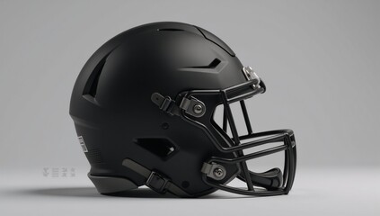 Fototapeta premium Side view of blank black American Football helmet mock-up