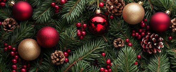 The Christmas Ornaments on Pine