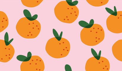 Cute orange fruits pattern background vector design