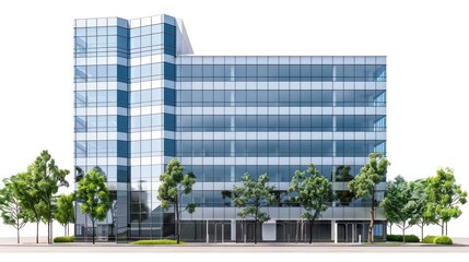 Tall office building realistic image on white background