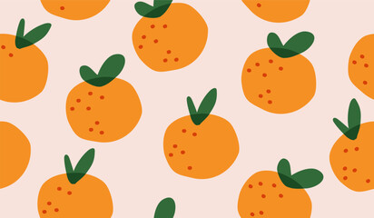 Cute orange fruits pattern background vector design