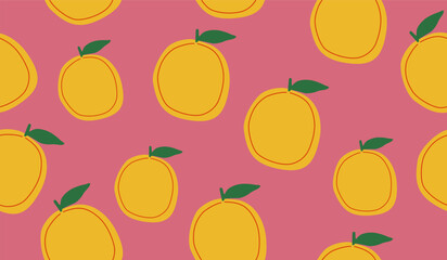 Cute orange fruits pattern background vector design