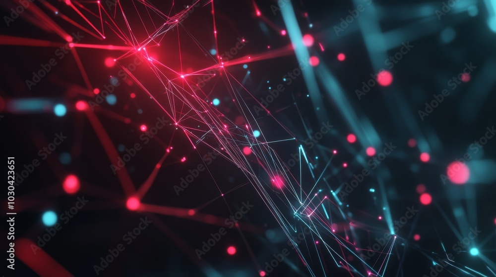 Poster abstract lines and dots in digital space