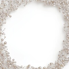Elegant pearl and crystal decorative border with blank center for invitations or announcements