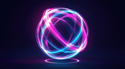 Mesmerizing Futuristic Glowing Neon Sphere in Fluid Motion with Vibrant Prismatic Gradients