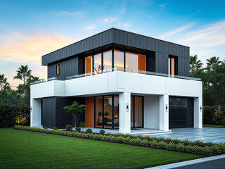 modern building with garden