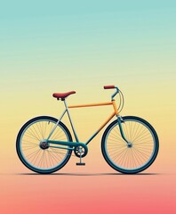 Fototapeta premium Minimalist Digital Rendering of a Retro Style Bicycle with Vibrant Gradient Background