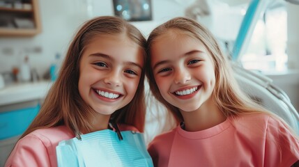Young Friends Smiling Together for Dental Health Awareness Poster.