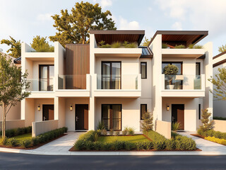 modern residential building with garden
