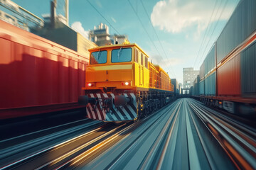 Obraz premium A truck travels along a highway as planes soar through the colorful sunset sky