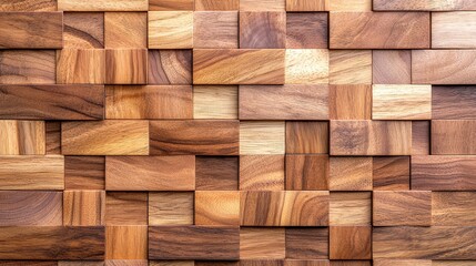 Fototapeta premium A wooden wall with many wooden blocks