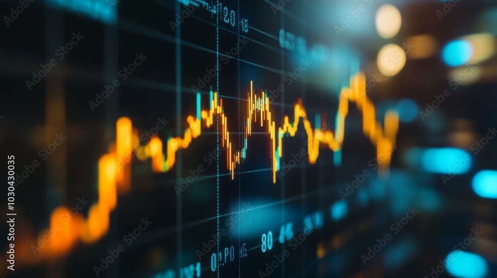 Aufkleber Dynamic Financial Market Chart with Graphical Data