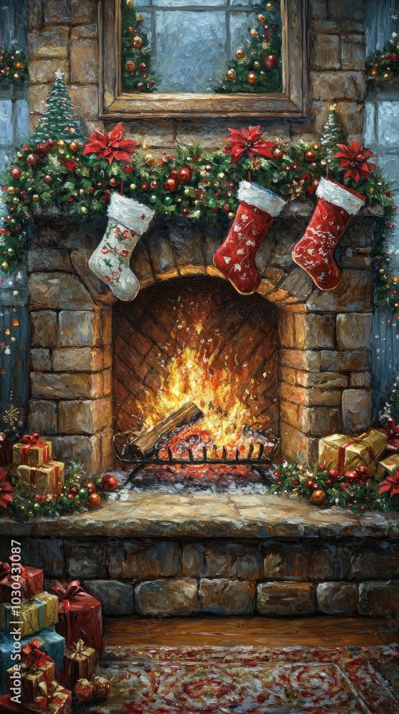 Poster Evening Glow, Cozy fireplaces