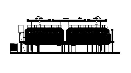 Obraz premium Algae cultivation tanks at a biofuel production facility, vector illustration art