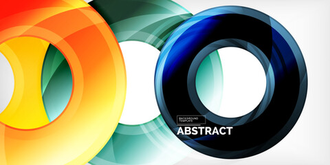Bright colorful circles with light effects. Abstract background