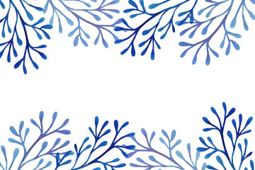 Watercolor winter frame background design . Flower and botanical leaves watercolor hand drawing. Christmas plants	
