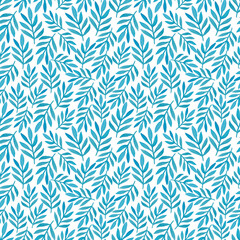  Flower and botanical leaves, watercolor hand drawing pattern.