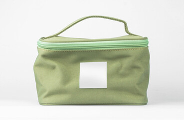 Green pouch mock up with handle for organizing
