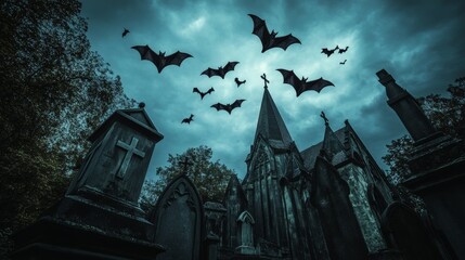 Fototapeta premium Halloween Night at the Haunted Cemetery