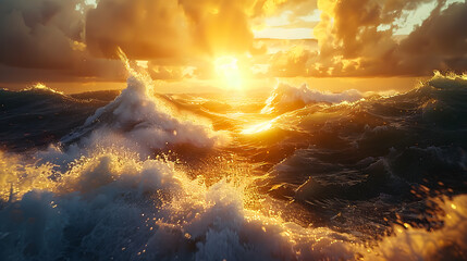 Obraz premium Sunshine peeking through a sea wave