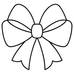 Large gift bow outline, multiple loops vector art illustration

